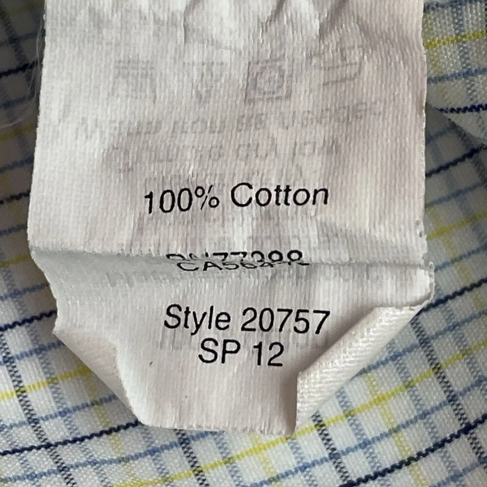 Mens J Crew Blue/White Check Cotton Oxford LS Casual Shirt sz Lg